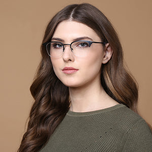 Black Wayfarer Half Rim Unisex Eyeglasses by Vincent Chase VC-118023