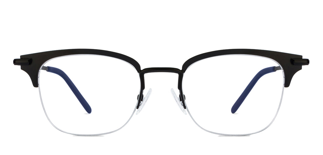 Black Wayfarer Half Rim Unisex Eyeglasses by Vincent Chase VC-118023