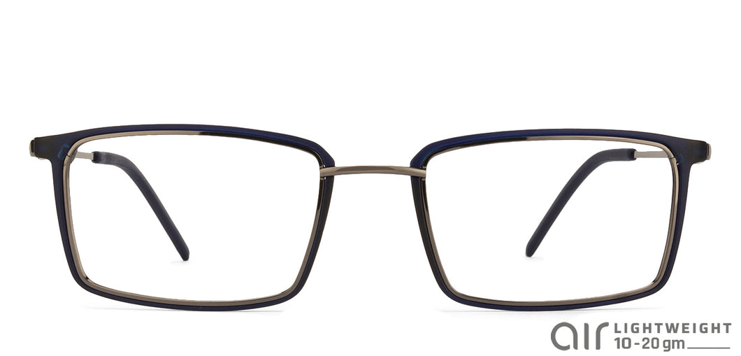 Silver Rectangle Full Rim Unisex Eyeglasses by Lenskart Air Online-118430