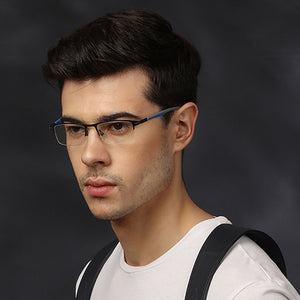 Grey Rectangle Half Rim Unisex Eyeglasses by Lenskart Air Online-118451