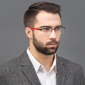Red Rectangle Half Rim Unisex Eyeglasses by Vincent Chase VC-119598
