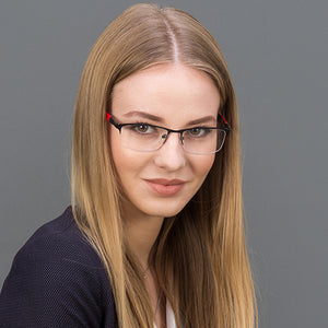 Red Rectangle Half Rim Unisex Eyeglasses by Vincent Chase VC-119598