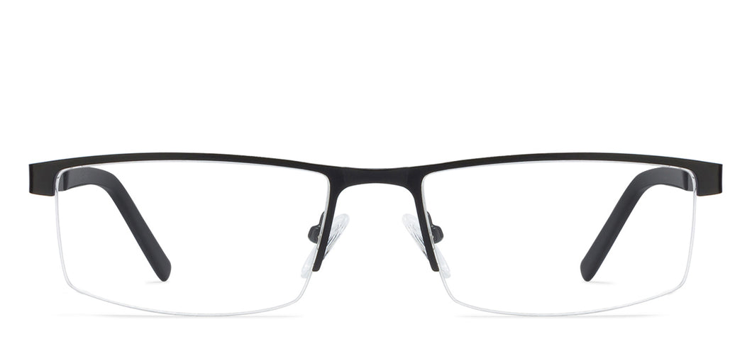 Black Rectangle Half Rim Unisex Eyeglasses by Vincent Chase VC-119613
