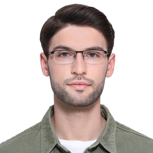 Black Rectangle Half Rim Unisex Eyeglasses by Vincent Chase VC-119613