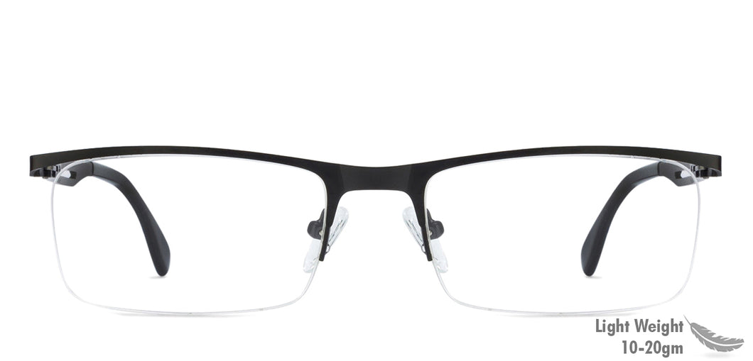 Black Rectangle Half Rim Unisex Eyeglasses by Vincent Chase VC-119622