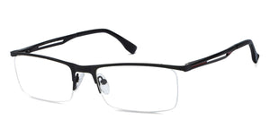Black Rectangle Half Rim Unisex Eyeglasses by Vincent Chase VC-119622