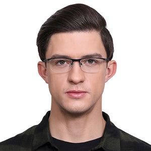 Black Rectangle Half Rim Unisex Eyeglasses by Vincent Chase VC-119622
