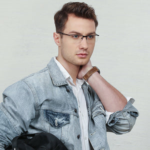 Black Rectangle Half Rim Unisex Eyeglasses by Vincent Chase VC-119622