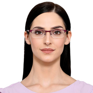 Purple Rectangle Half Rim Unisex Eyeglasses by Vincent Chase VC-119629