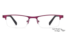 Load image into Gallery viewer, Purple Rectangle Half Rim Unisex Eyeglasses by Vincent Chase VC-119629
