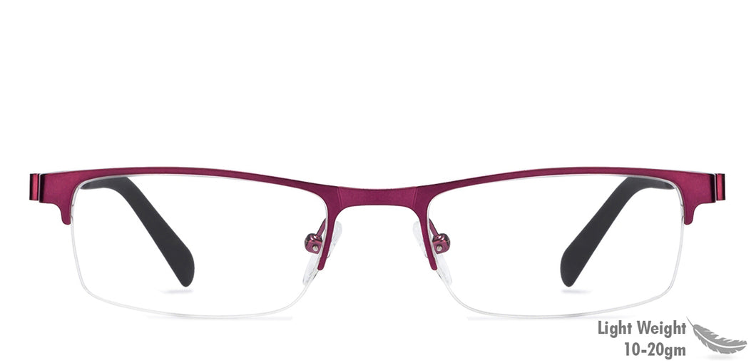 Purple Rectangle Half Rim Unisex Eyeglasses by Vincent Chase VC-119629