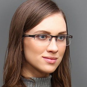 Gunmetal Rectangle Half Rim Unisex Eyeglasses by Vincent Chase Essentials-119656