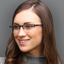 Load image into Gallery viewer, Gunmetal Rectangle Half Rim Unisex Eyeglasses by Vincent Chase Essentials-119656