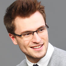 Load image into Gallery viewer, Gunmetal Rectangle Half Rim Unisex Eyeglasses by Vincent Chase Essentials-119656