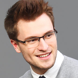 Gunmetal Rectangle Half Rim Unisex Eyeglasses by Vincent Chase Essentials-119656