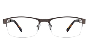 Gunmetal Rectangle Half Rim Unisex Eyeglasses by Vincent Chase Essentials-119656