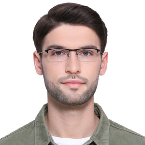 Black Rectangle Half Rim Unisex Eyeglasses by Vincent Chase Online-119661