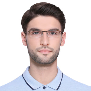 Brown Rectangle Half Rim Unisex Eyeglasses by Vincent Chase VC-119662