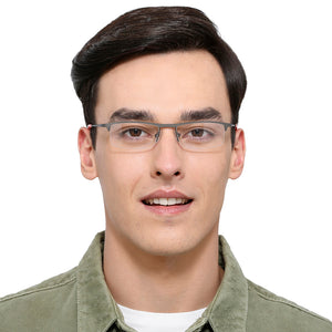 Gunmetal Rectangle Half Rim Unisex Eyeglasses by Vincent Chase VC-119663