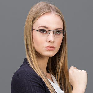 Gunmetal Rectangle Half Rim Unisex Eyeglasses by Vincent Chase VC-119663