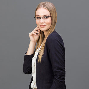 Gunmetal Rectangle Half Rim Unisex Eyeglasses by Vincent Chase VC-119663