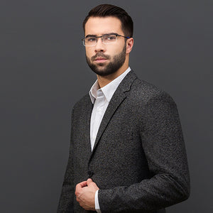 Gunmetal Rectangle Half Rim Unisex Eyeglasses by Vincent Chase VC-119664