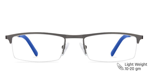 Gunmetal Rectangle Half Rim Unisex Eyeglasses by Vincent Chase VC-119664