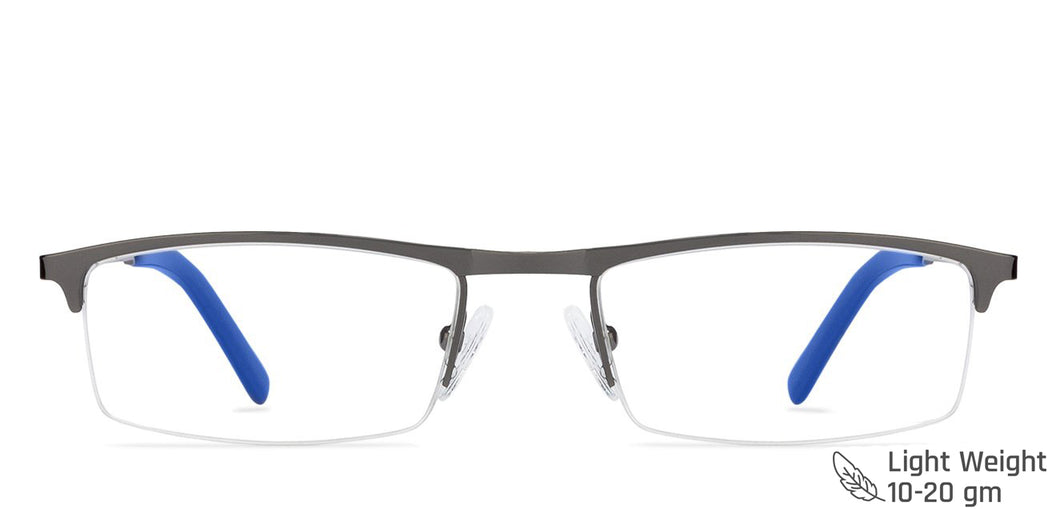Gunmetal Rectangle Half Rim Unisex Eyeglasses by Vincent Chase VC-119664