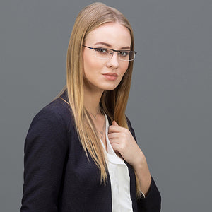 Gunmetal Rectangle Half Rim Unisex Eyeglasses by Vincent Chase VC-119664