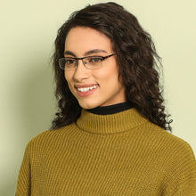 Load image into Gallery viewer, Black Rectangle Half Rim Narrow Unisex Eyeglasses by Vincent Chase-140393