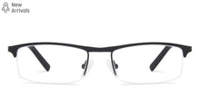 Load image into Gallery viewer, Black Rectangle Half Rim Narrow Unisex Eyeglasses by Vincent Chase-140393