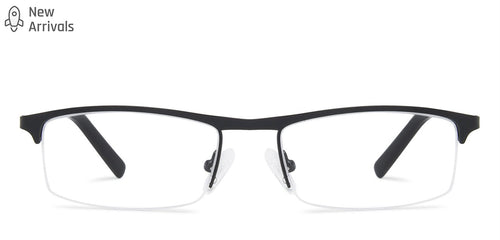 Black Rectangle Half Rim Narrow Unisex Eyeglasses by Vincent Chase-140393