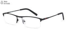 Load image into Gallery viewer, Black Rectangle Half Rim Narrow Unisex Eyeglasses by Vincent Chase-140393