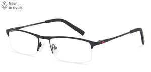 Black Rectangle Half Rim Narrow Unisex Eyeglasses by Vincent Chase-140393
