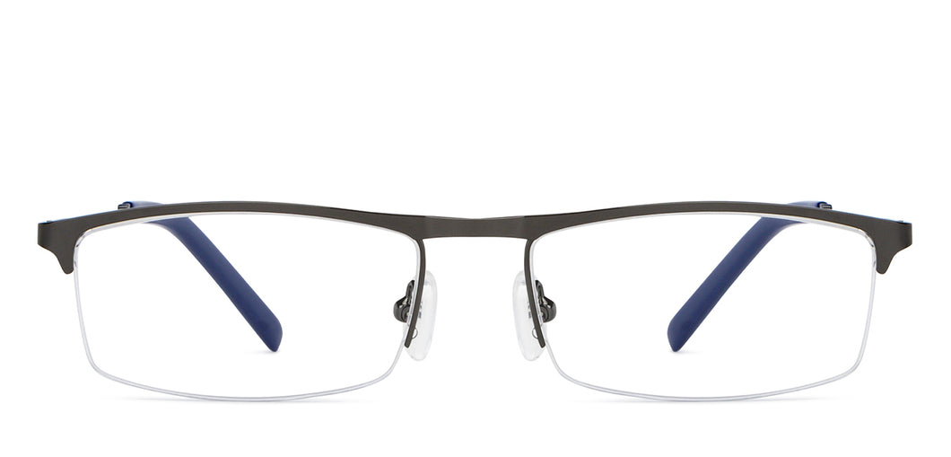 Gunmetal Rectangle Half Rim Unisex Eyeglasses by Vincent Chase-147951