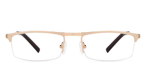 Gold Rectangle Half Rim Unisex Eyeglasses by Vincent Chase-147952
