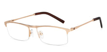 Load image into Gallery viewer, Gold Rectangle Half Rim Unisex Eyeglasses by Vincent Chase-147952