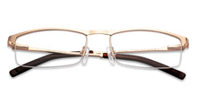 Load image into Gallery viewer, Gold Rectangle Half Rim Unisex Eyeglasses by Vincent Chase-147952