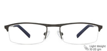 Load image into Gallery viewer, Gunmetal Rectangle Half Rim Unisex Eyeglasses by Vincent Chase-147948