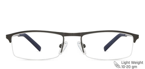 Gunmetal Rectangle Half Rim Unisex Eyeglasses by Vincent Chase-147948