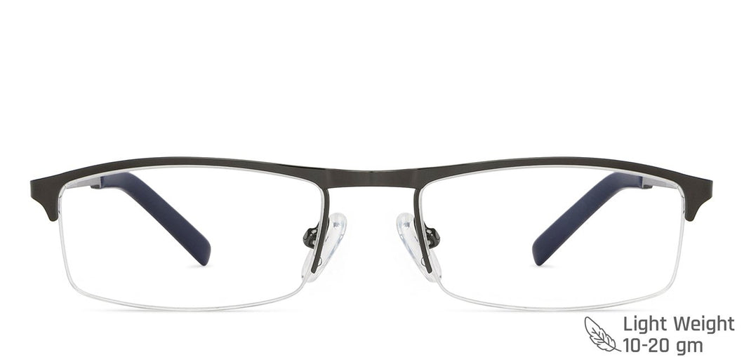 Gunmetal Rectangle Half Rim Unisex Eyeglasses by Vincent Chase-147948