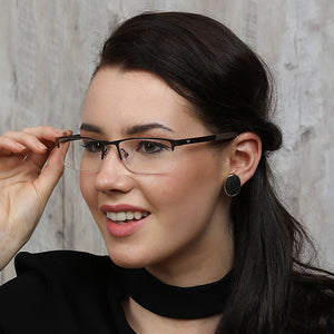 Brown Rectangle Half Rim Unisex Eyeglasses by Vincent Chase VC-119716