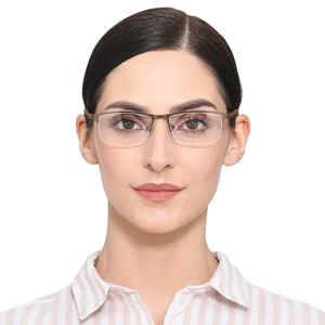 Brown Rectangle Half Rim Unisex Eyeglasses by Vincent Chase VC-119716