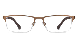 Brown Rectangle Half Rim Unisex Eyeglasses by Vincent Chase VC-119716