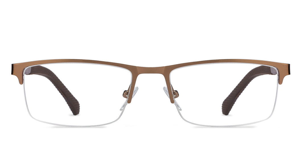 Brown Rectangle Half Rim Unisex Eyeglasses by Vincent Chase VC-119716