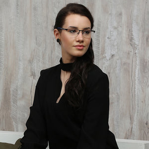 Gunmetal Rectangle Half Rim Unisex Eyeglasses by Vincent Chase VC-119719