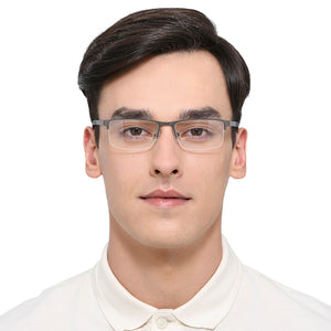 Gunmetal Rectangle Half Rim Unisex Eyeglasses by Vincent Chase VC-119719