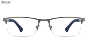 Gunmetal Rectangle Half Rim Unisex Eyeglasses by Vincent Chase VC-119719