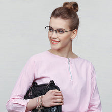 Load image into Gallery viewer, Black Round Half Rim Unisex Eyeglasses by Vincent Chase Online-119723