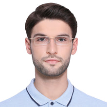 Load image into Gallery viewer, Gold Rectangle Half Rim Unisex Eyeglasses by Vincent Chase Online-120782